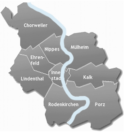Karte mit Stadtbezirken Kölns